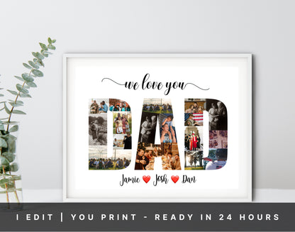 Personalized Dad Photo Collage Gift - Custom Keepsake with Family Photos