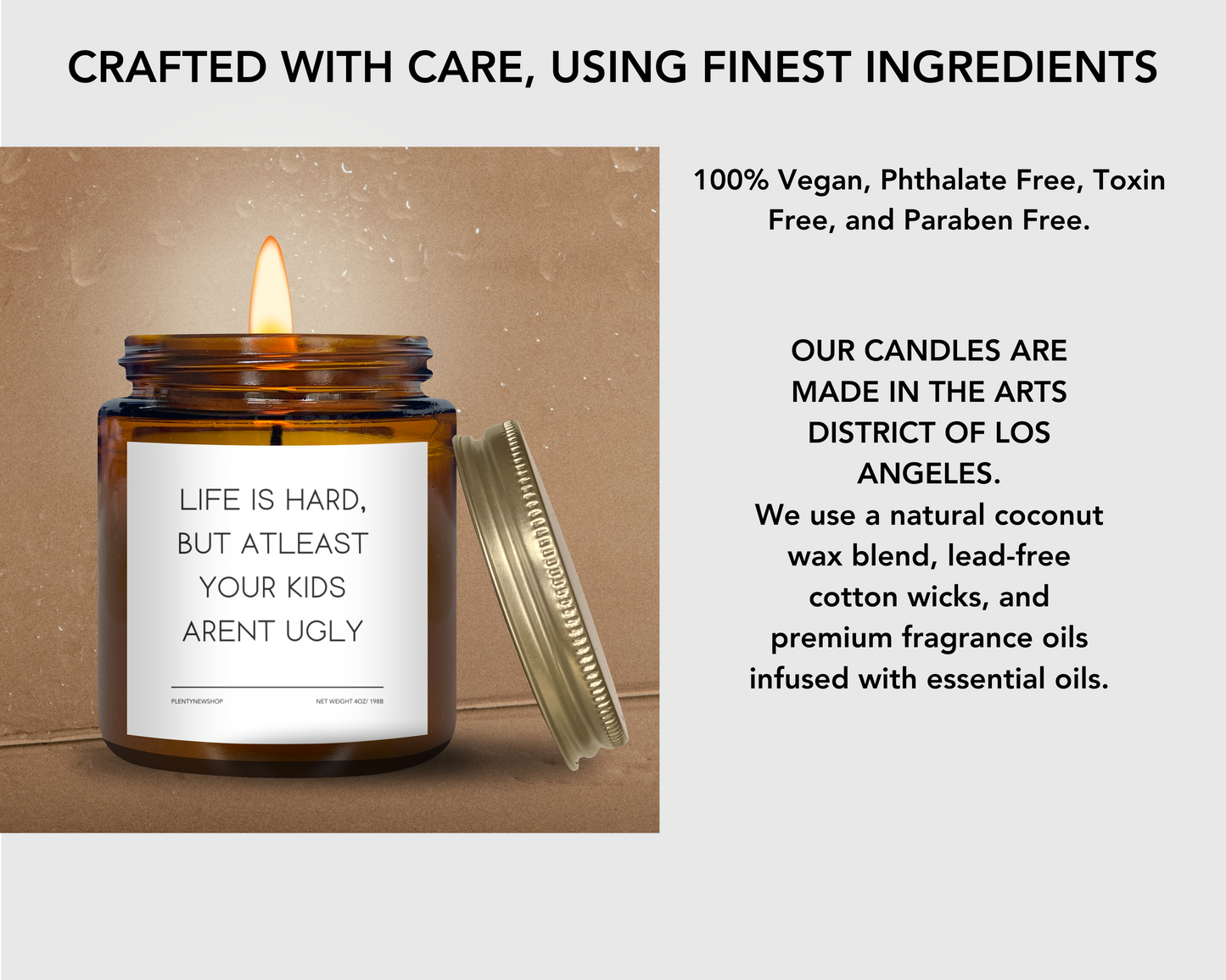 Funny Mom Candle - "Life is Hard, But At Least Your Kids Aren’t Ugly", Hilarious Mother’s Day Gift, Handmade Soy Wax Candle, Self-Care Gift for Moms