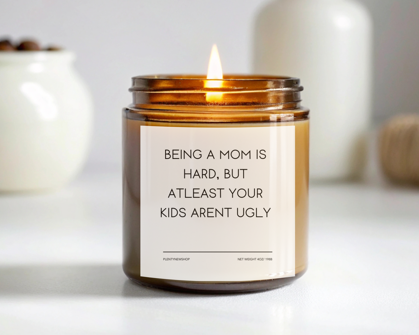 Funny Mom Candle - "Being a Mom is Hard, But At Least Your Kids Aren’t Ugly", Hilarious Mother’s Day Gift, Handmade Soy Wax Candle, Self-Care Gift for Moms