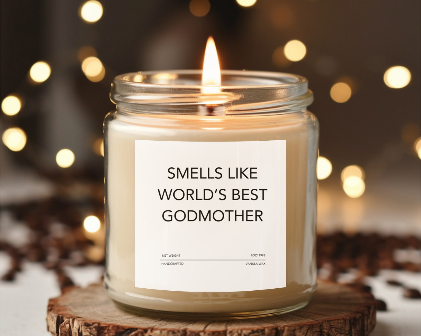 Funny Godmother Candle - "Smells Like World's Best Godmother", Thoughtful Godparent Gift, Handmade Soy Wax Candle, Baptism & Baby Shower Gift