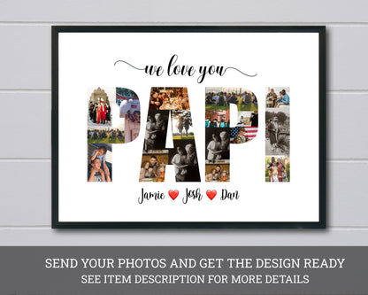 Personalized Papi Photo Collage - Custom Gift for Dad