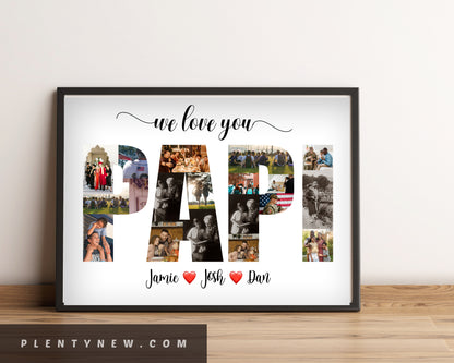 Personalized Papi Photo Collage - Custom Gift for Dad