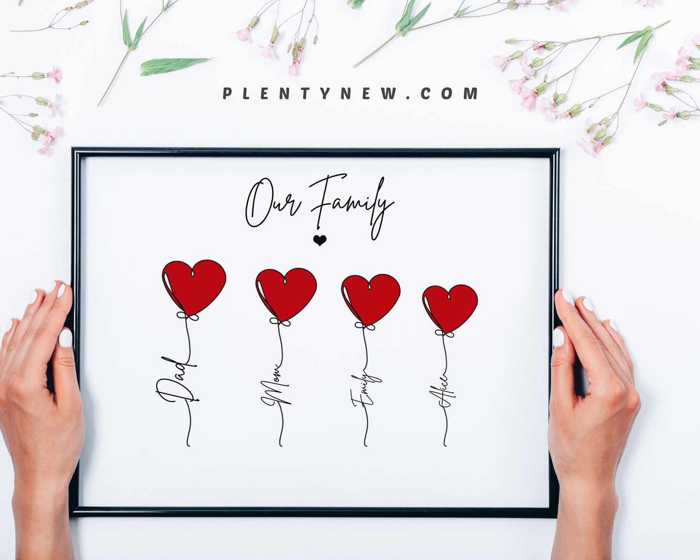 Personalized Heart Family Print - Custom Keepsake with Names and Quotes