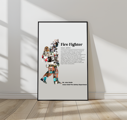 Personalized Firefighter Photo Collage with Custom Long Message - Unique Gift for Heroes