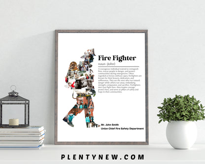 Personalized Firefighter Photo Collage with Custom Long Message - Unique Gift for Heroes