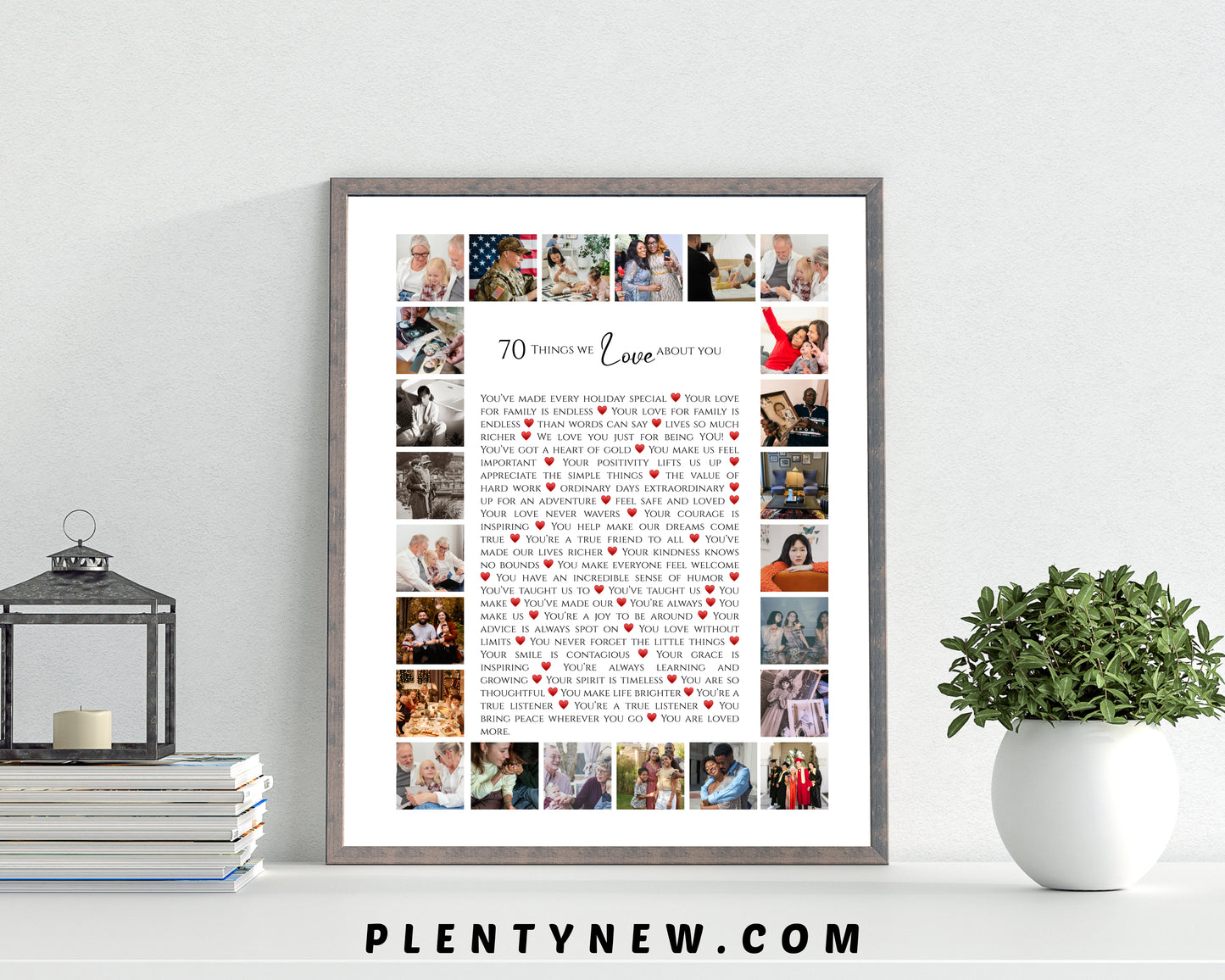 Personalized "70 Reasons Why I Love You" Photo Collage Gift - Custom Keepsake for Anniversaries, Birthdays, or Special Occasions