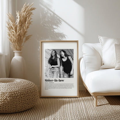 Personalized Sister-in-Law Definition Print - Custom Photo Gift for Family, Wedding, or Birthday