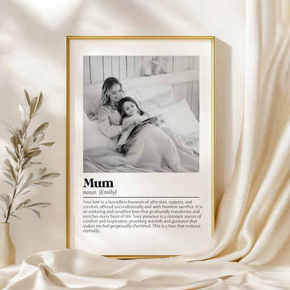 Personalized Mum Definition Print – Custom Mother's Day Gift | Framed Wall Art