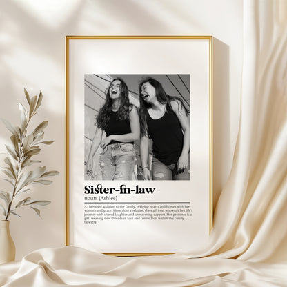 Personalized Sister-in-Law Definition Print - Custom Photo Gift for Family, Wedding, or Birthday