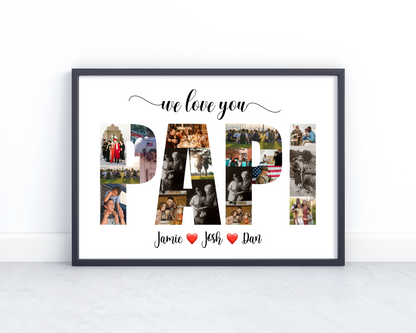 Personalized Papi Photo Collage - Custom Gift for Dad