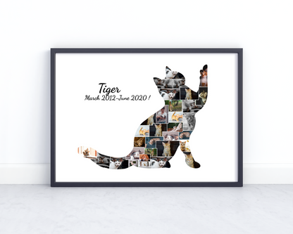 Customized cat photo collage gift featuring a collection of adorable and memorable cat moments, perfect for cat lovers.