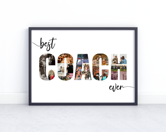 "Best Coach Ever Photo Collage Gift - Personalized Tribute for Sports and Mentorship"