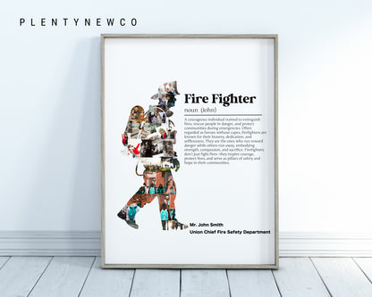 Personalized Firefighter Photo Collage with Custom Long Message - Unique Gift for Heroes