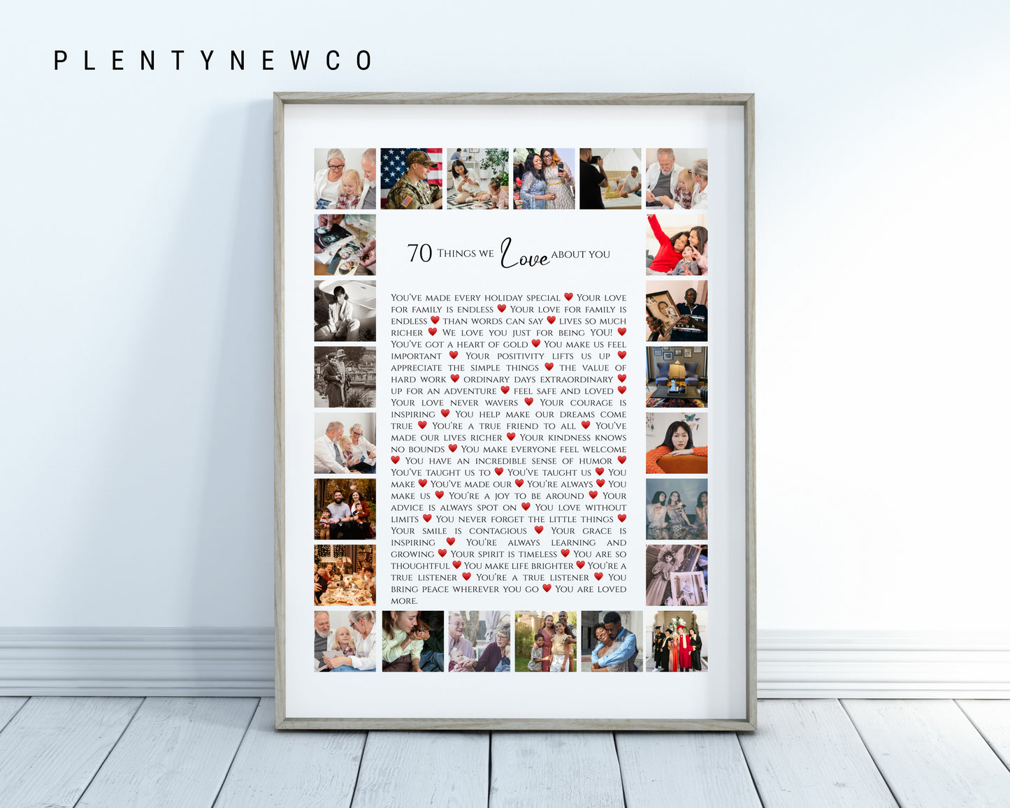 Personalized "70 Reasons Why I Love You" Photo Collage Gift - Custom Keepsake for Anniversaries, Birthdays, or Special Occasions