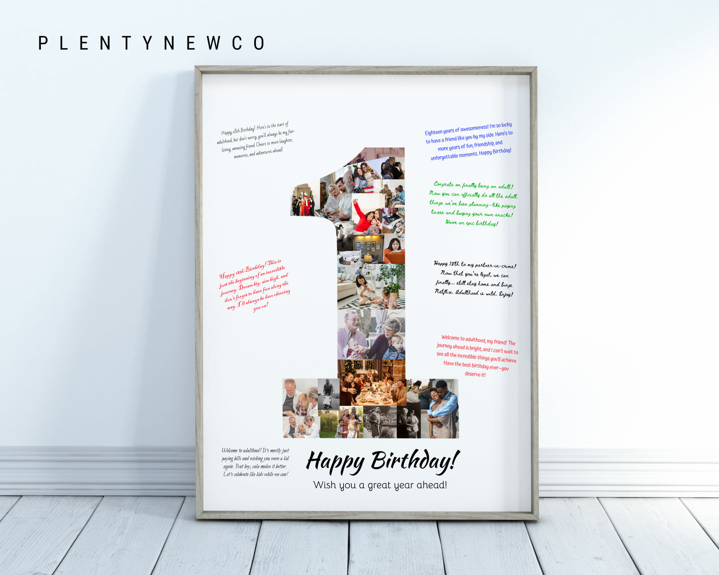 Personalized 1st Birthday Photo Collage with Guestbook Messages - Custom Keepsake Gift