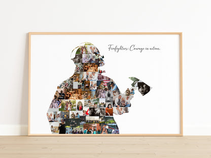 Personalized Firefighter Photo Collage Gift - Custom Keepsake for Heroes