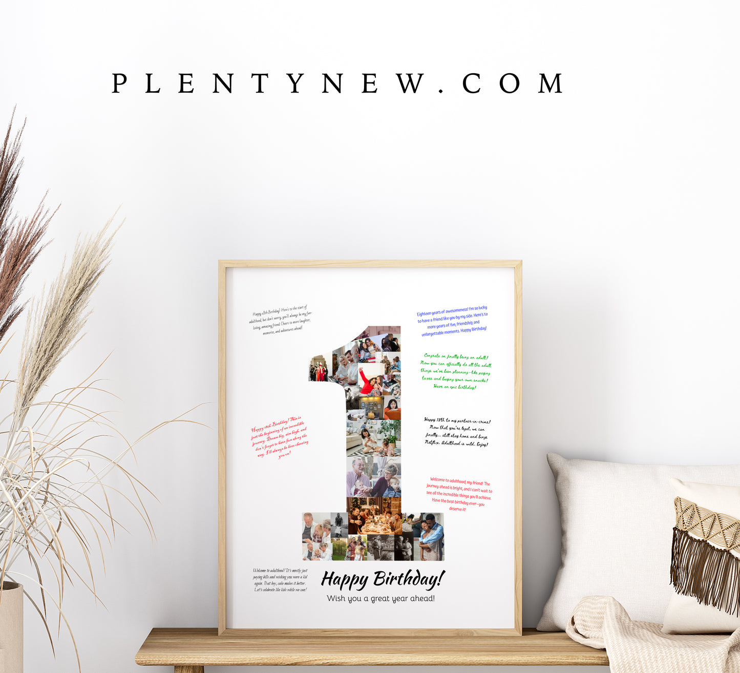 Personalized 1st Birthday Photo Collage with Guestbook Messages - Custom Keepsake Gift