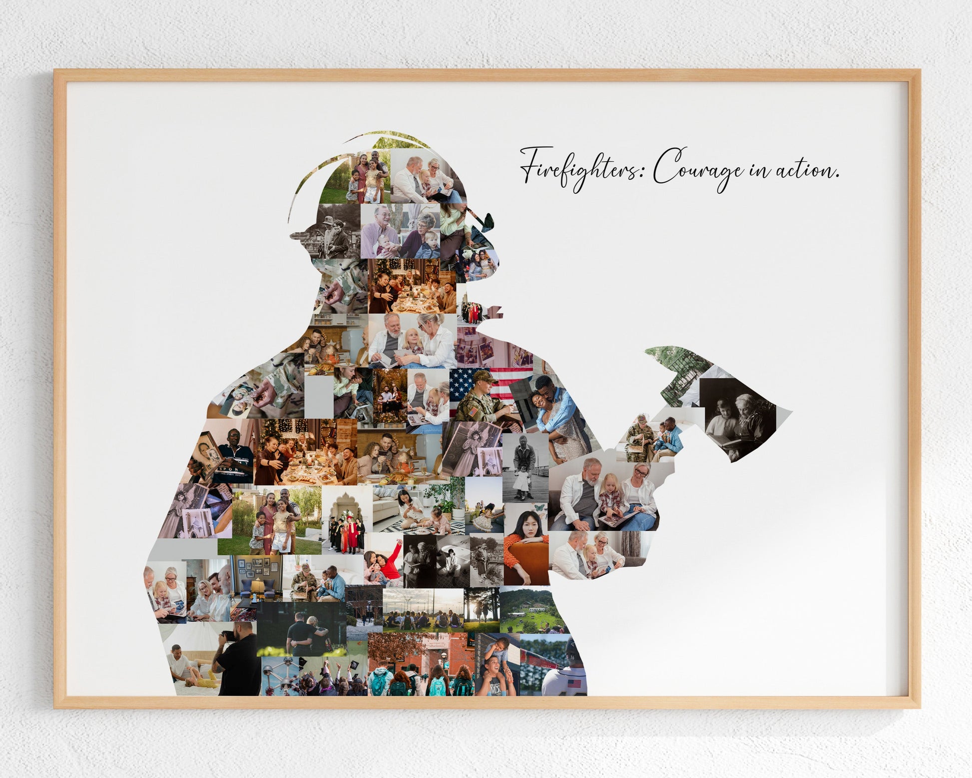 Personalized Firefighter Photo Collage Gift - Custom Keepsake Featuring Photos, Name, and Badge Number on Canvas or Poster