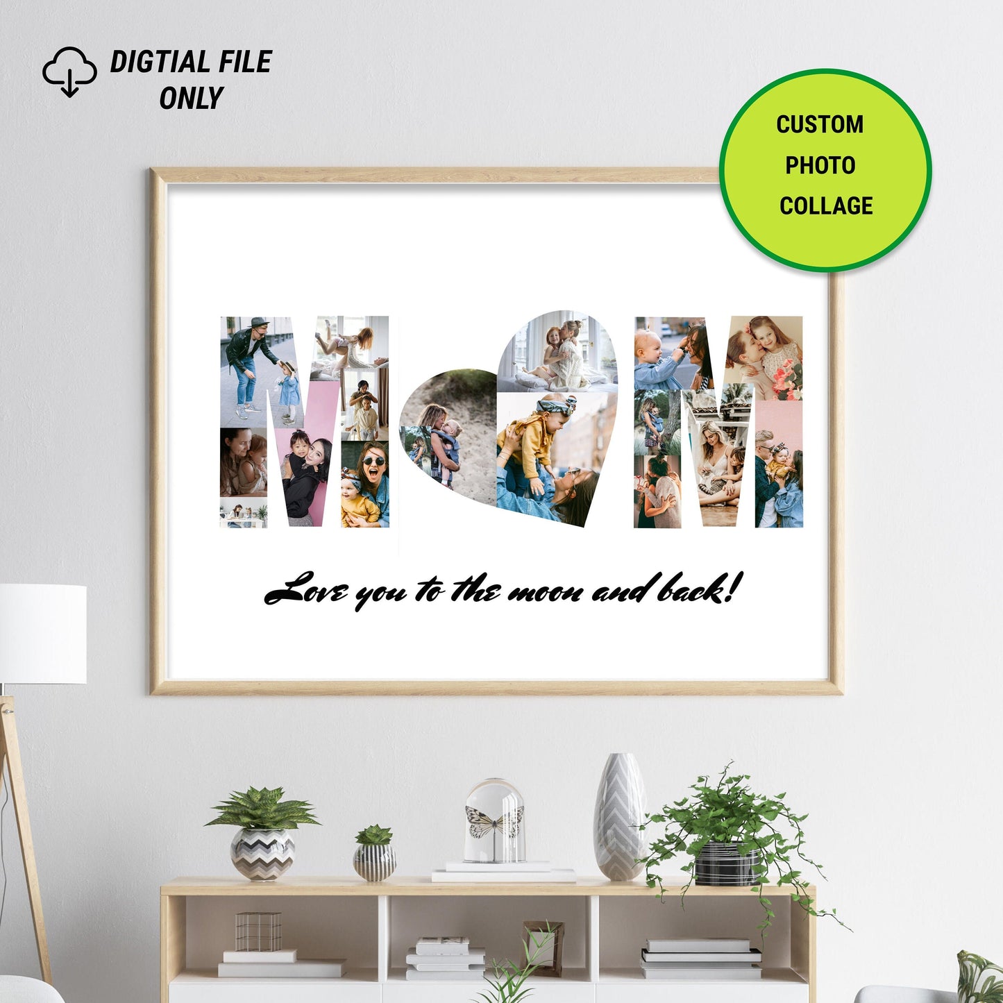 Mom Photo collage, Mother printable gift, Mommy birthday gift, Mother's day gift, Personalised Mom gift, Digital, Custom Original gift