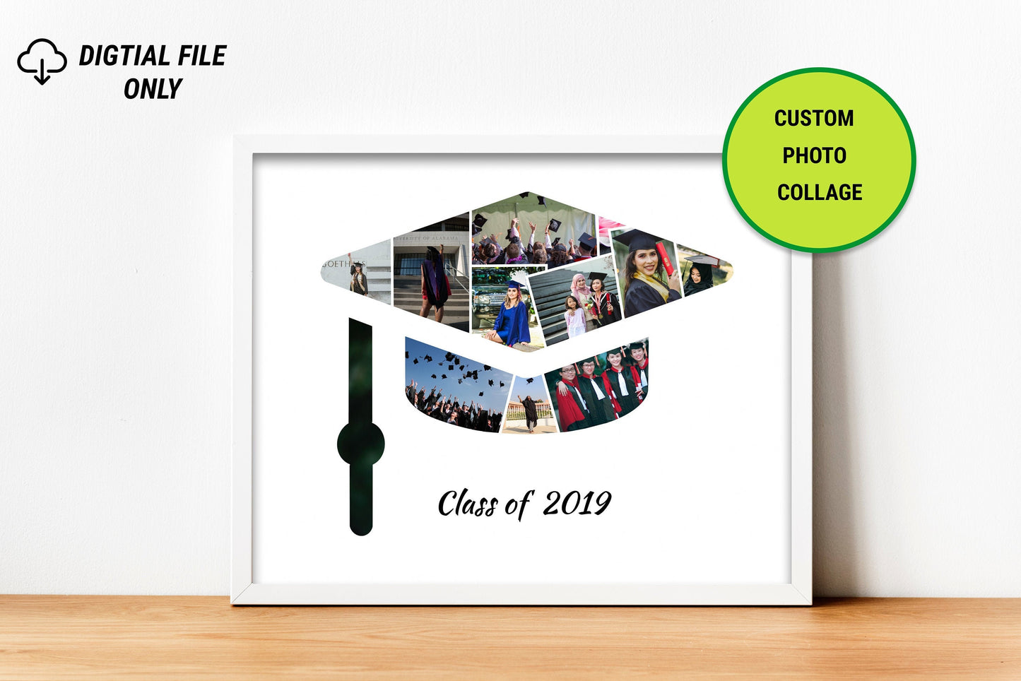 Graduation Photo Collage, Graduation Cap, Personalized Gift, Gift For Him, Gift For Her, Grad Gift, Class of 2020, Printable Digital File