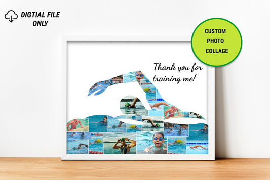 Swimming Gift, Swim Coach Gifts, Swimming Photo Collage, Swimming Poster, Gift For Him , Best Friend Gift, Canvas Print, Valentines Day Gift