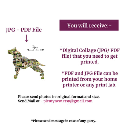 Pitbull Pit Bull Bull Terrier Staffordshire Terrier Bully Pet Memorial Pet Loss Custom Silhouette Photo Collage Wall Art Digital Printable