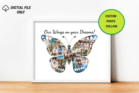 Butterfly Photo Collage Wall Art Home Decor Digital Printable Nursery Print Baby Shower Ideas Photo Collage for Children Digital Download