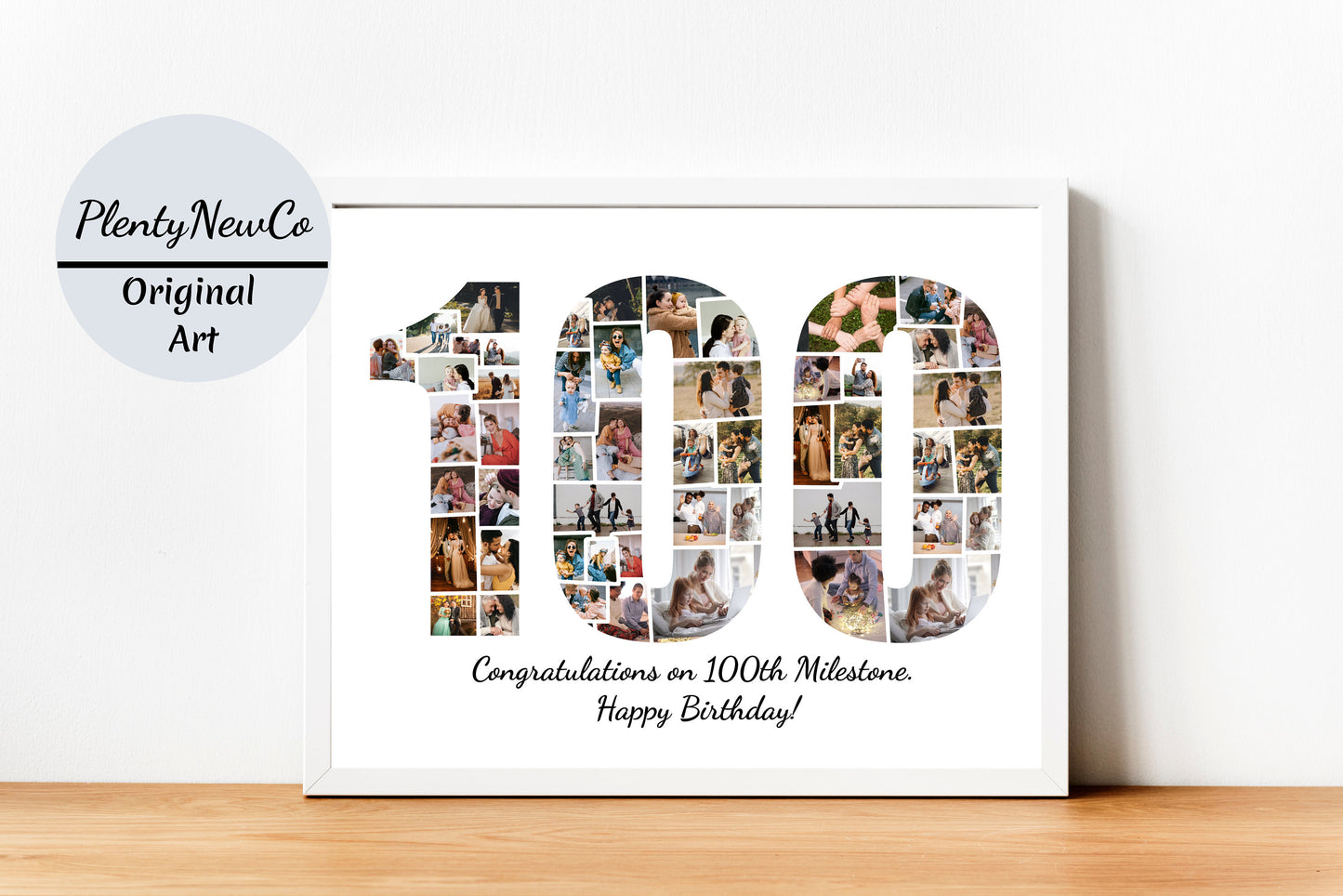 100th Birthday Gift, 100 Year Old Birthday Gift Ideas, 100 Number Photo Collage,100th Birthday Poster, Personalized Gift, Valentines Day
