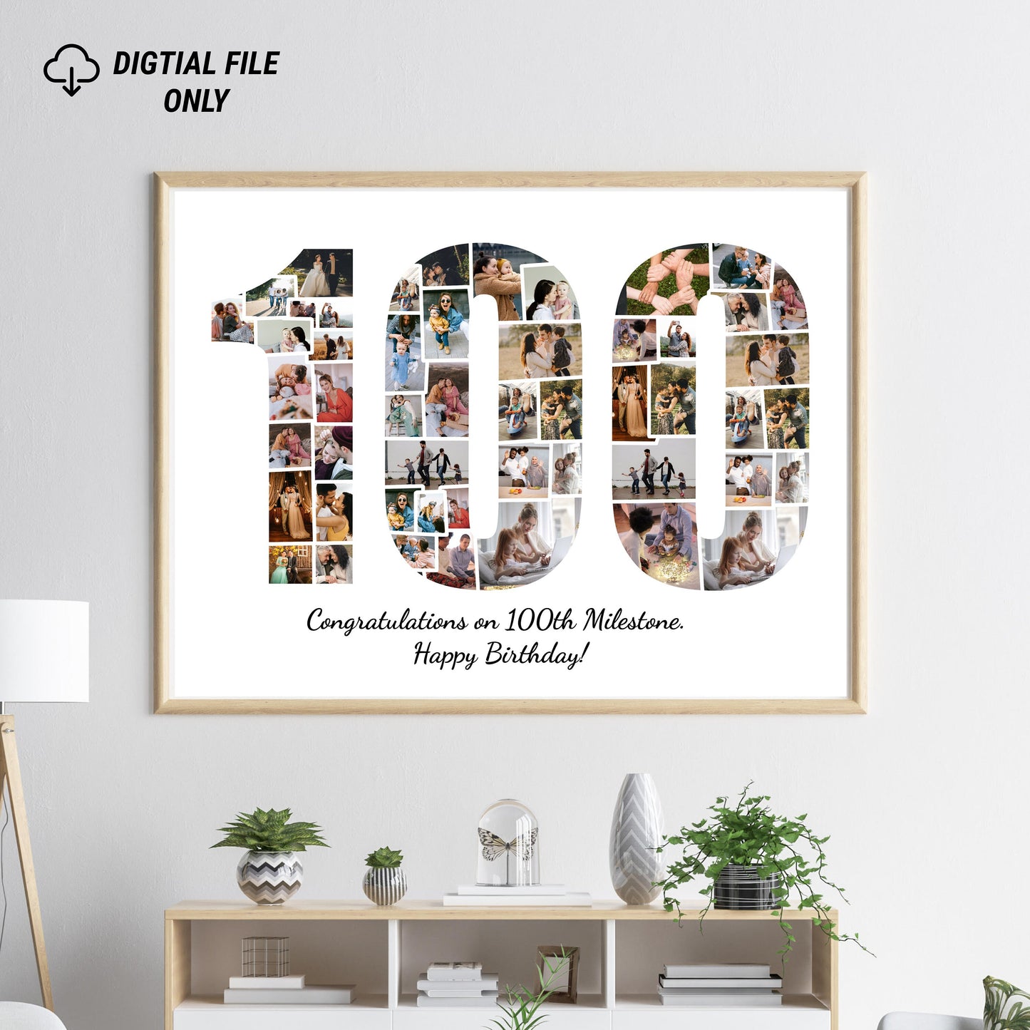 100th Birthday Gift, 100 Year Old Birthday Gift Ideas, 100 Number Photo Collage,100th Birthday Poster, Personalized Gift, Valentines Day