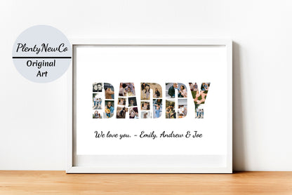 Dad Photo Collage Custom Printable File Personalized Dad Gift Fathers Day Gift Birthday Papa Present Daddy Print Digital  Gift for father