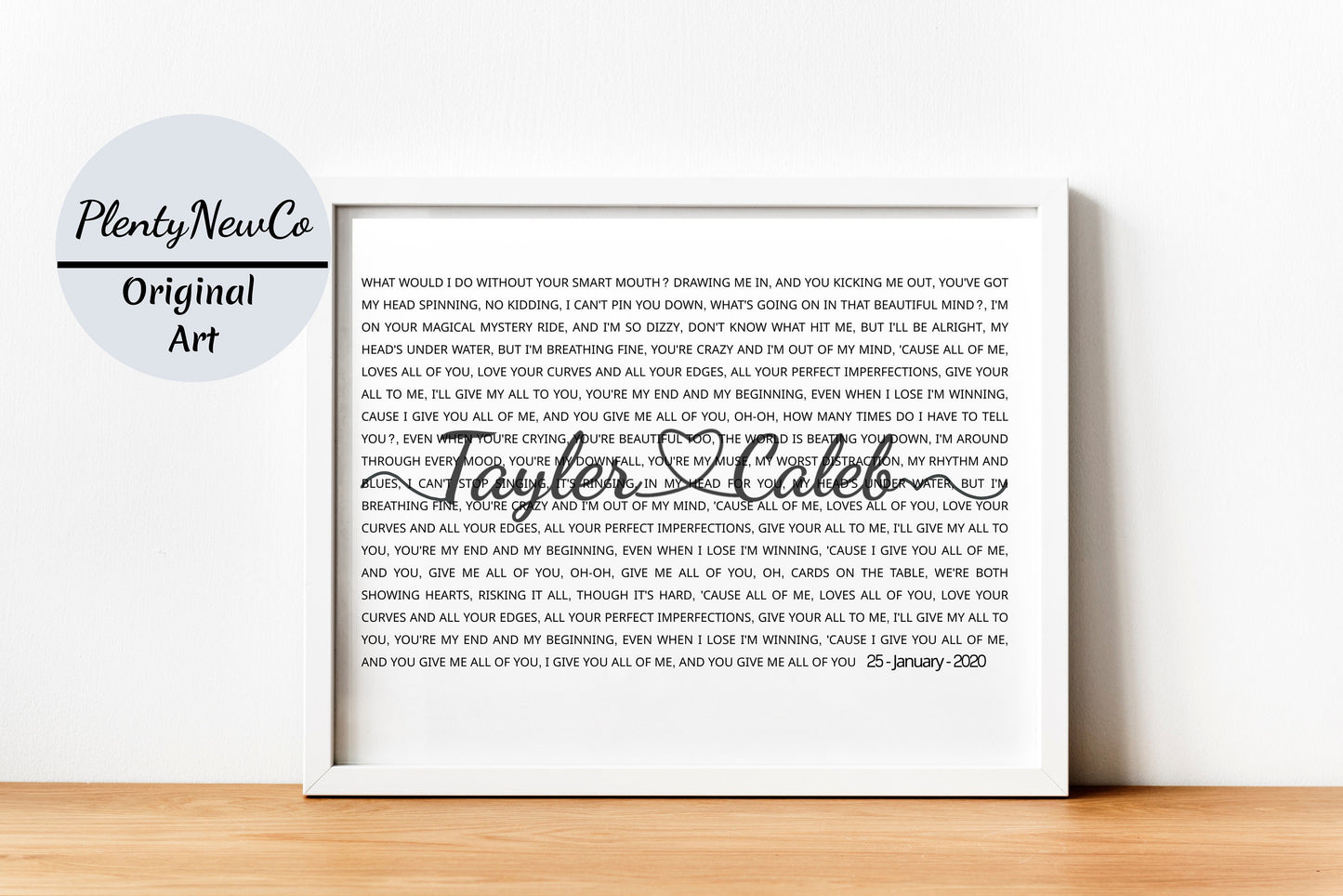 Personalized One Year Anniversary, Song Poster, Song Lyrics Wall Art, Custom First Dance for Anniversary Gift,  Wedding Gift Printable