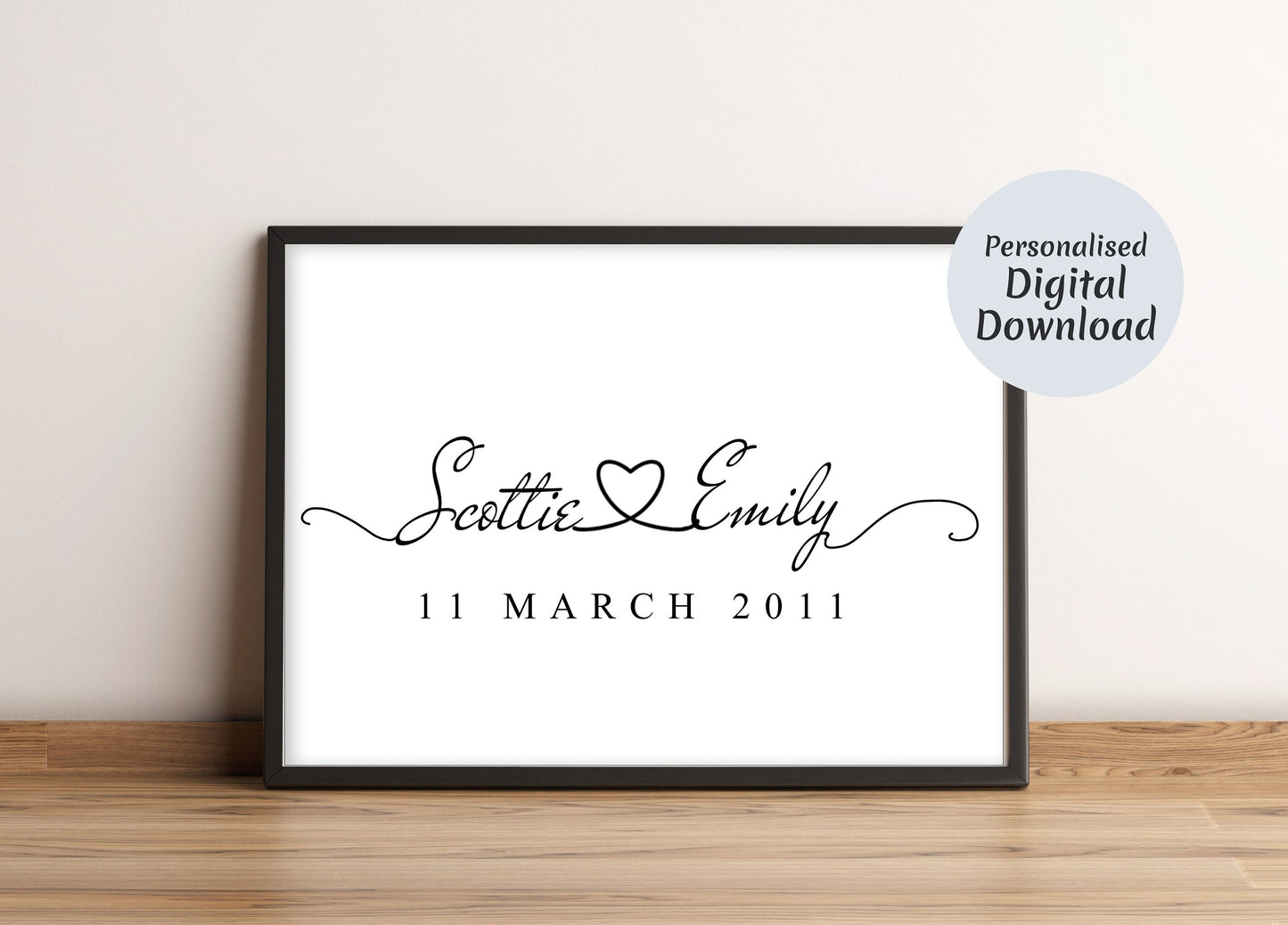 Names Personalised Poster Print |  Girlfriend Gift | Your Text Here | Custom Wall Art | Wedding Gift | Couples Print | Valentine's Gift |