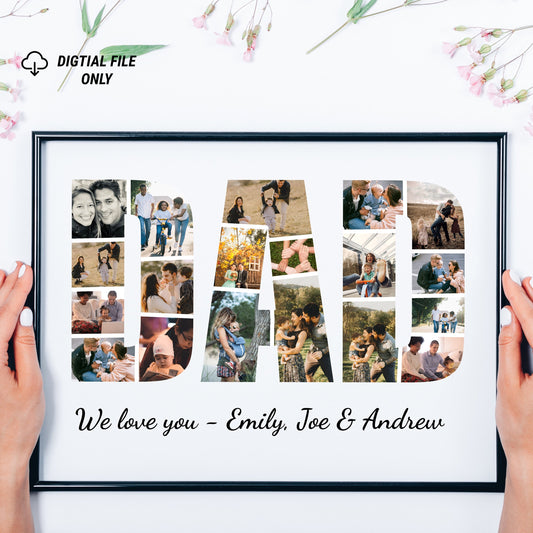 DAD Photo Collage, Birthday Gift for Dad, Father's Day Gift, Fathers Day, Father Gift, Gift For Dad, Christmas Gift For Dad, PRINTABLE FILE