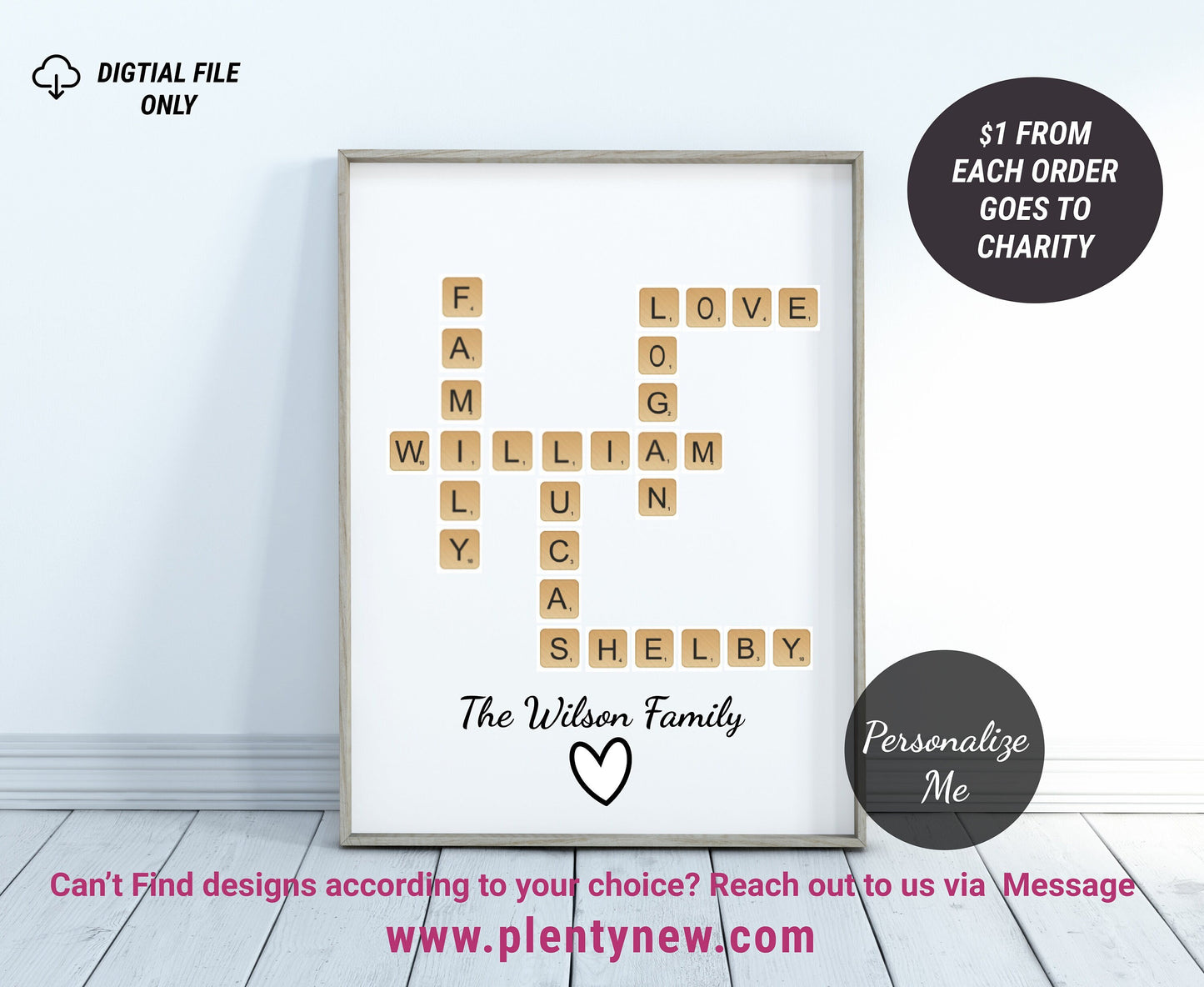 Personalised Family Name Print, Scrabble Print, Custom Family Letter Tile Print, Family Names, Personalised Print, Family Print, family gift