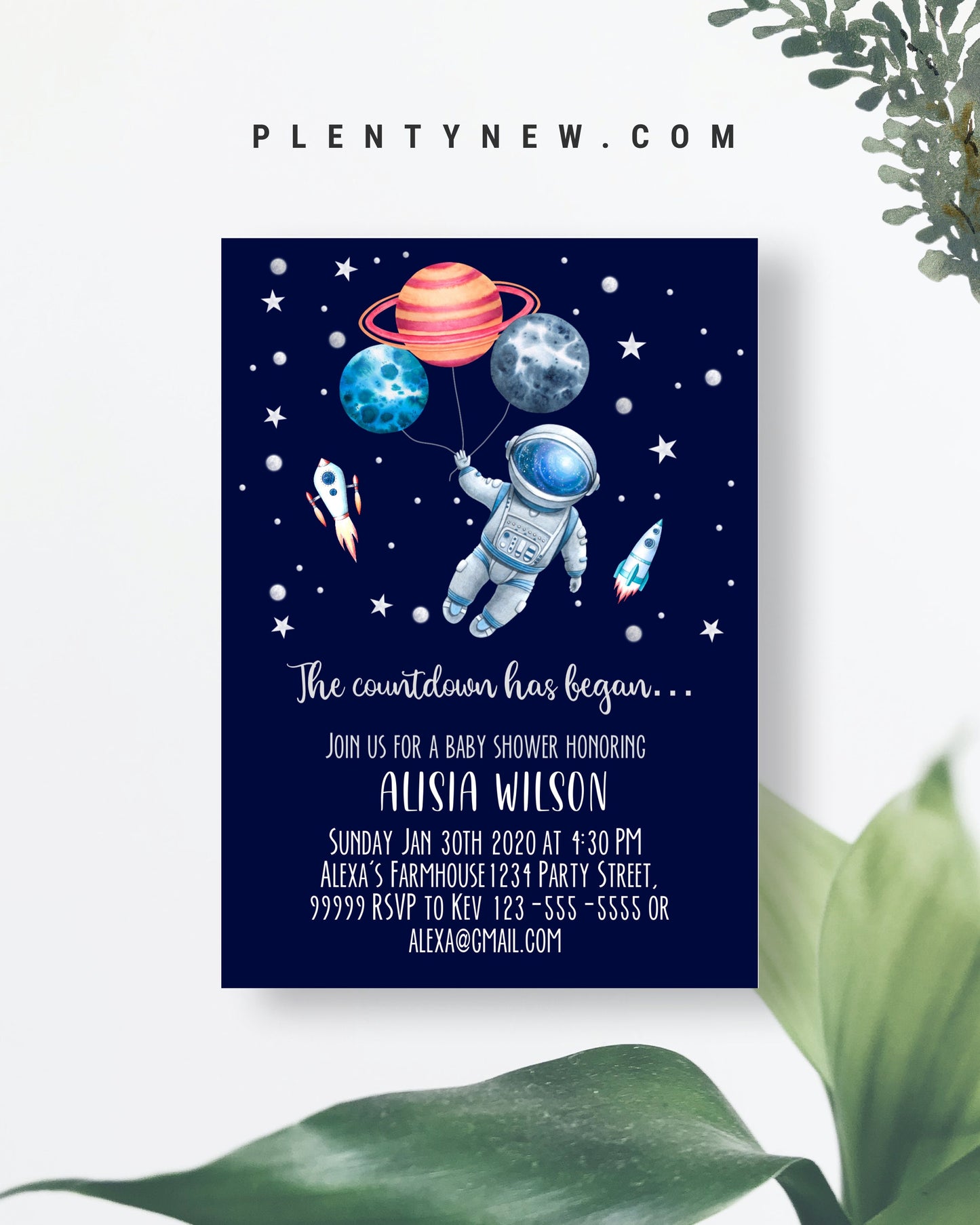 Editable Space Baby Shower Invitation The Countdown Has Begun Outer Space Baby Shower Galaxy Astronaut Solar System Instant Download, SPF