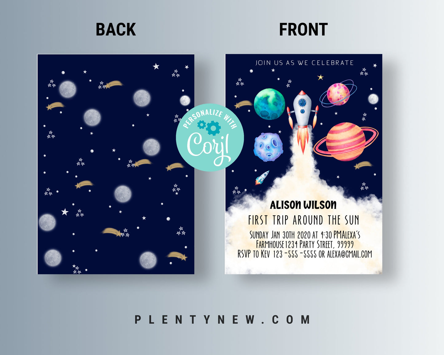 Editable Outer Space First Birthday Invitation Galaxy Houston First Trip Around the Sun One Download Printable Template Digital Corjl , SPF