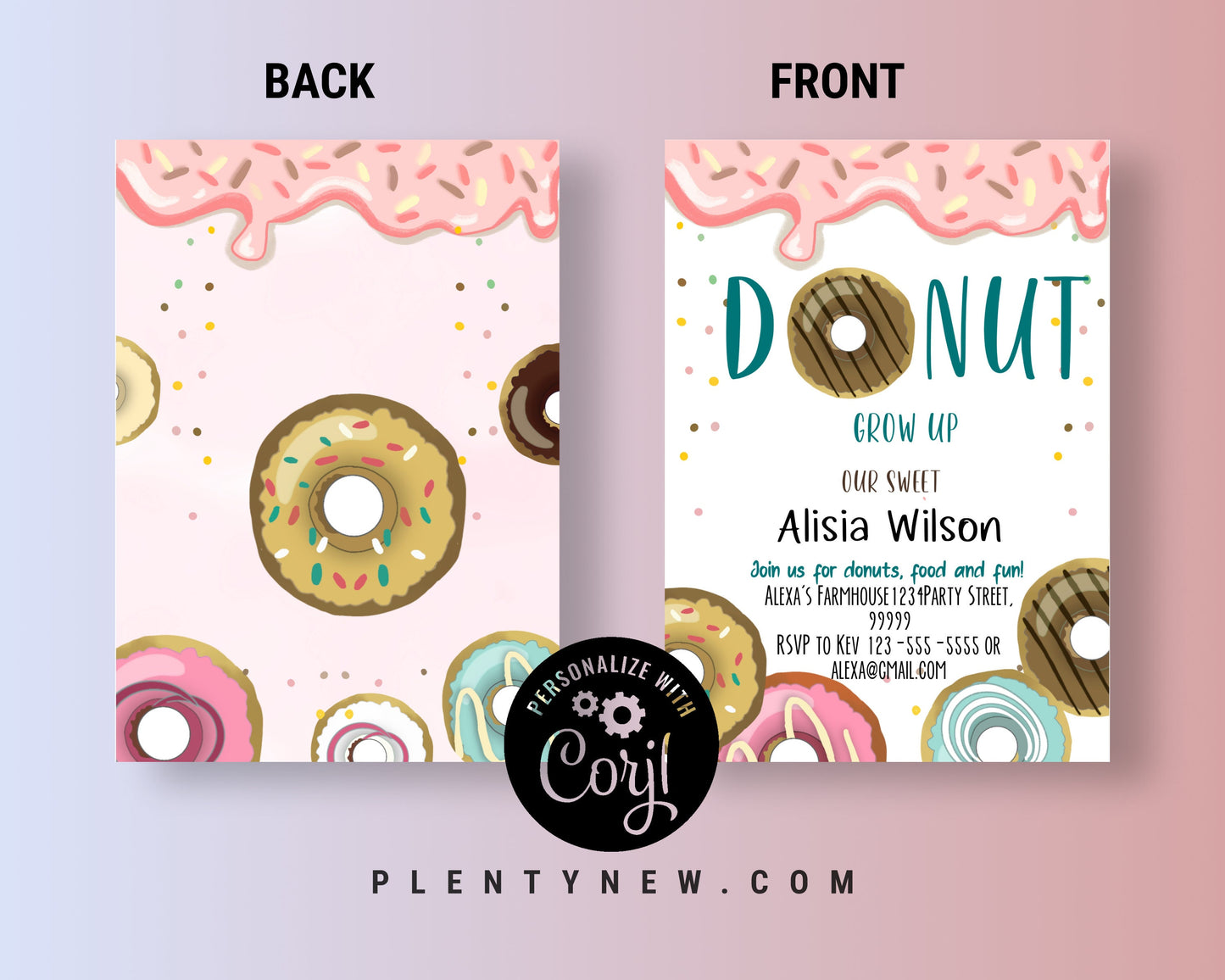 Editable Donut Grow Up Birthday Invitation