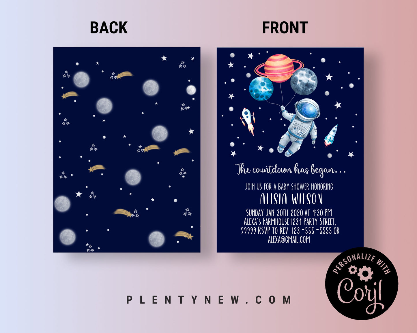Editable Space Baby Shower Invitation The Countdown Has Begun Outer Space Baby Shower Galaxy Astronaut Solar System Instant Download, SPF