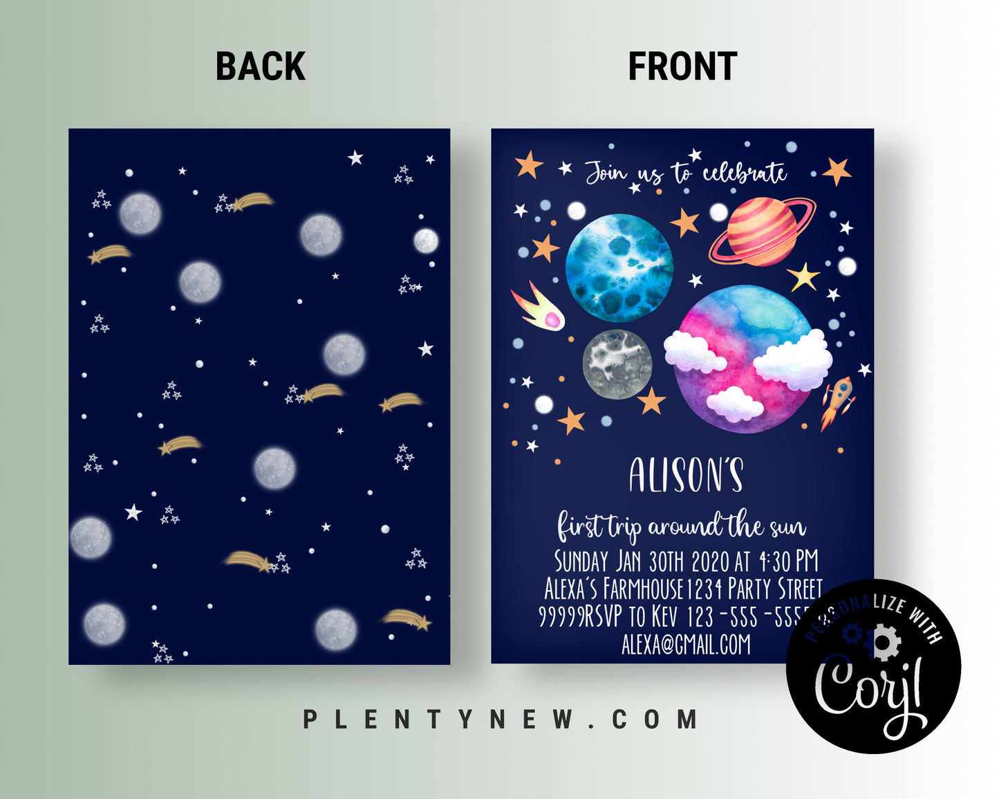 Editable Outer Space Birthday Invitation SPF