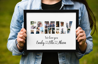 PRINTABLE Family Photo Collage, Family Picture Collage, Custom Gift, Family Print, Family Gift, Mom Gift, Birthday Present, Digital File