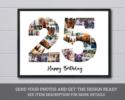 25th Birthday Photo Collage, 25th Anniversary Photo Collage, Twenty Fifth Birthday Gift Ideas, 25th Anniversary Gift Ideas, PRINTABLE FILE