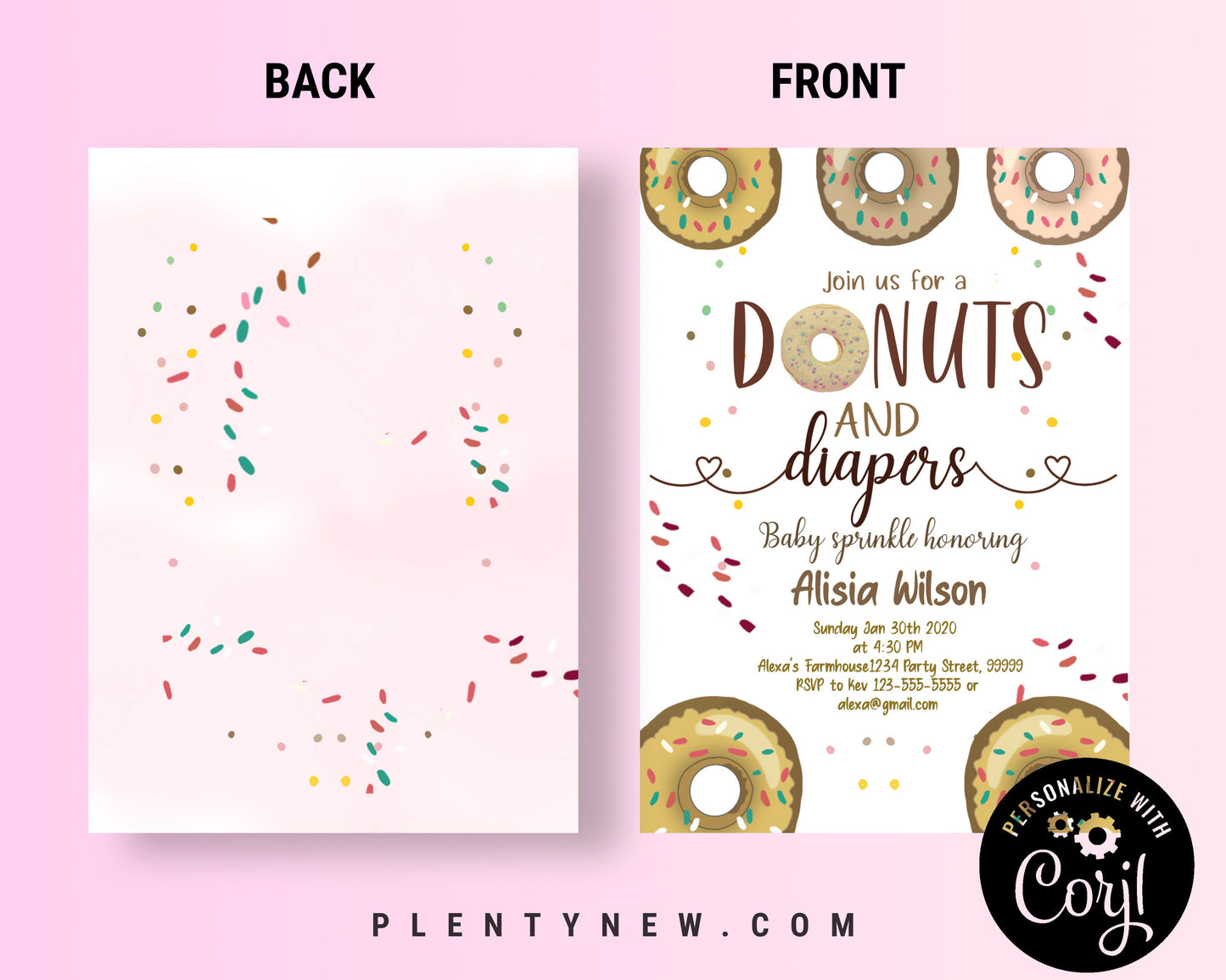 Editable Donut Sprinkle Birthday Invite PFA