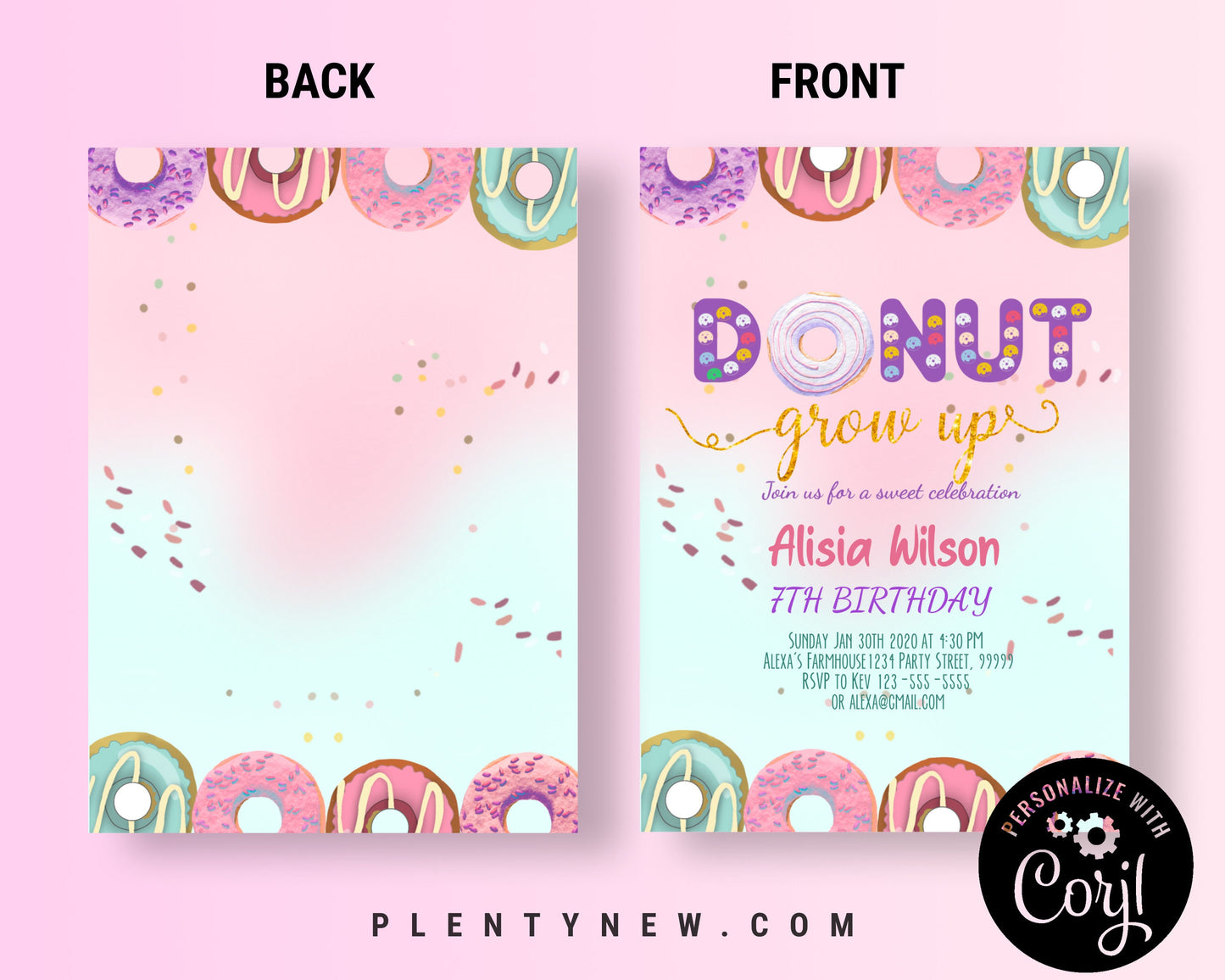 Donut Grow Up Birthday Invitation PFA