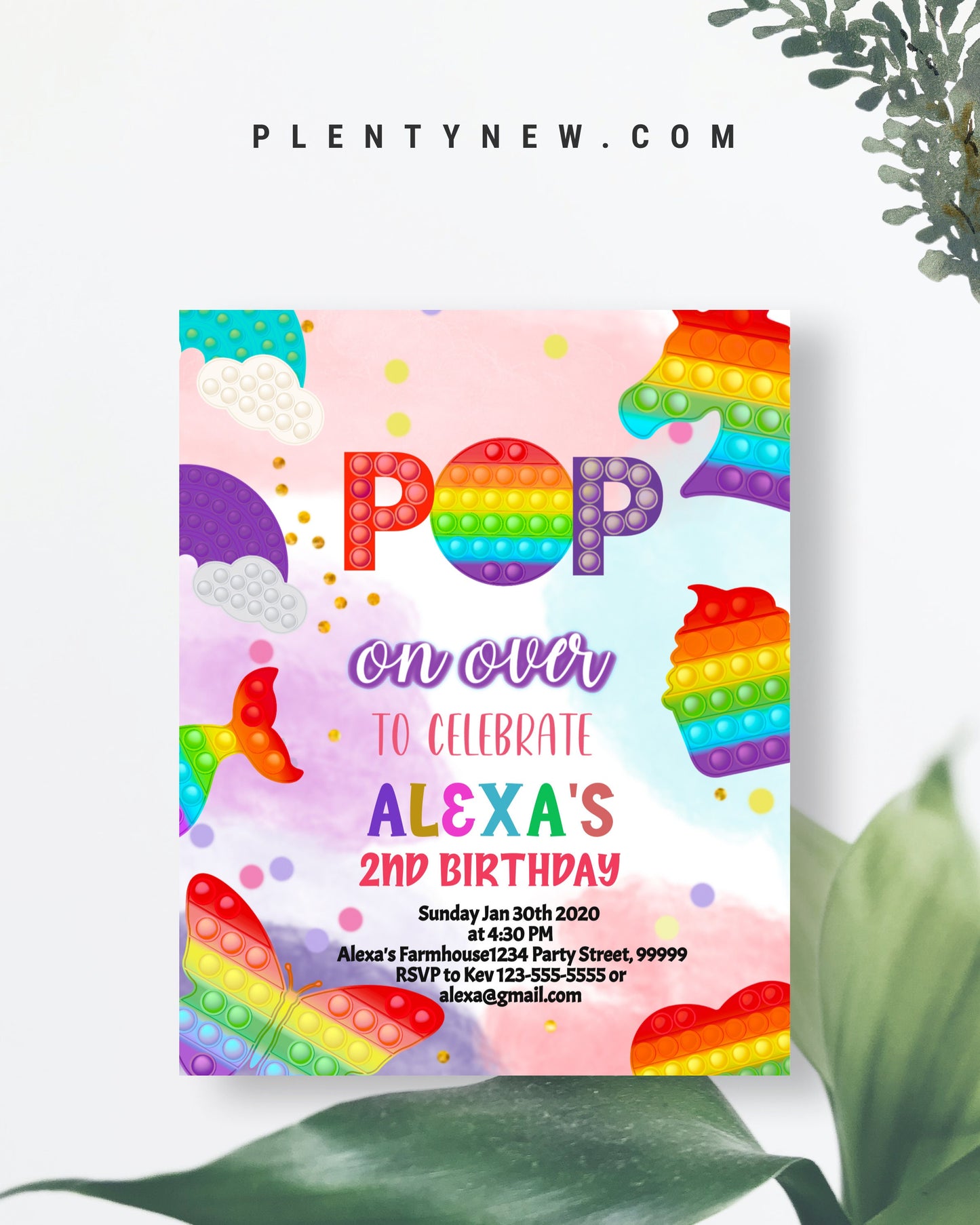 Editable Pop It Birthday Party Invitation PT