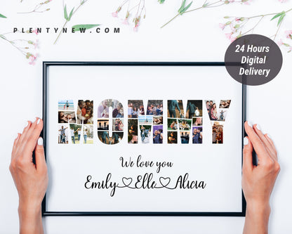 Personalized MOMMY Photo Collage, Custom Photo Collage, Birthday Gifts For Mom, Gift For Mom, Mothers Day Gift, Unique Gift, Digital File