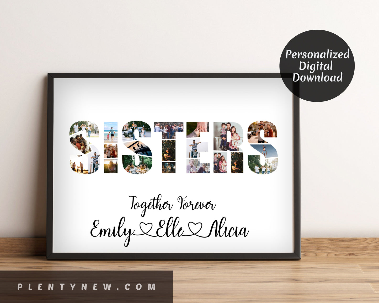 Sisters Photo Collage, Personalized Picture Collage, Gifts For Sister, Unique Gifts For Sisters, Birthday Gift For Her, PRINTABLE FILE