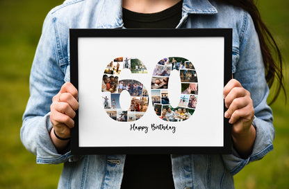 60th Birthday Gift Collage, 60 Photo Collage Printable, Gift For Birthday, Gift For MOM, Personalized collage, Number Photo Collage, DIGITAL