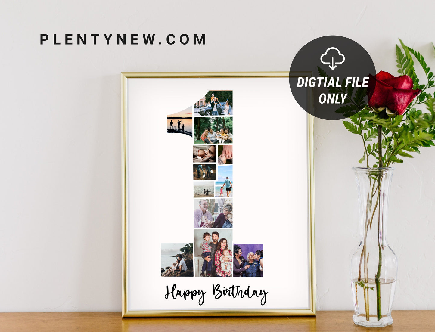 1st Birthday Photo Collage, 1st Anniversary Photo Collage, First Birthday Gift Ideas, First Anniversary Gift Ideas, DIGITAL PRINTABLE FILE