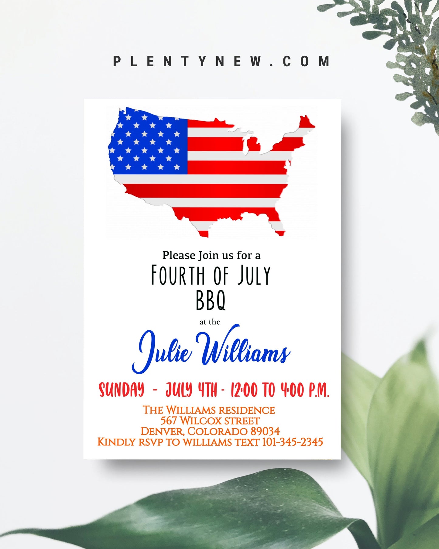 AMERICAN FLAG 4th of July Invitation Template