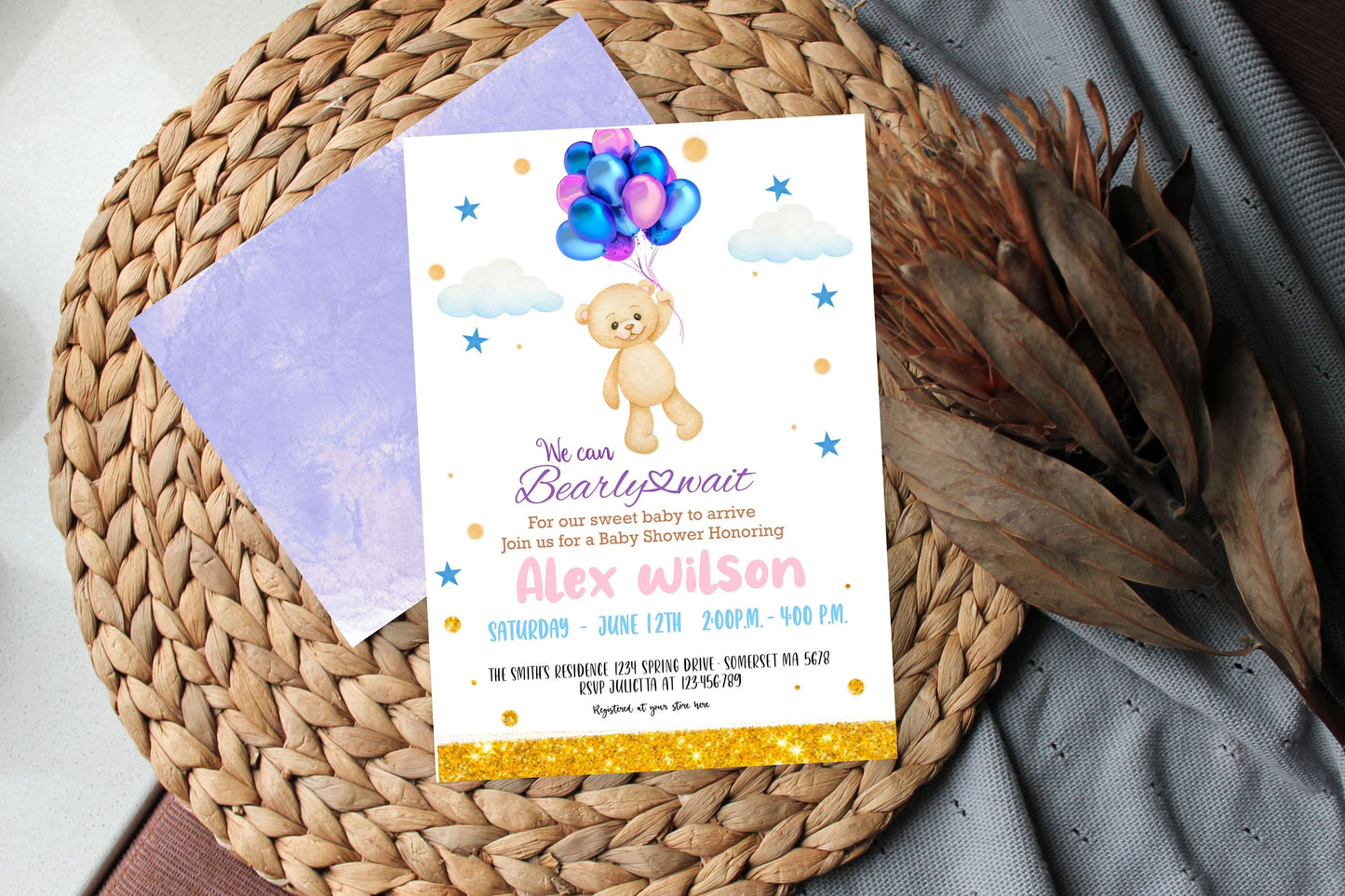 Editable Teddy Bear Baby Shower Invitation TB